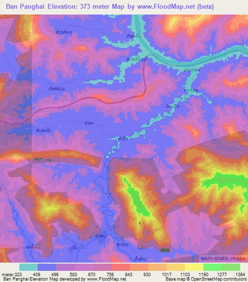 Ban Panghai,Laos Elevation Map