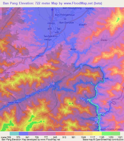 Ban Pang,Laos Elevation Map