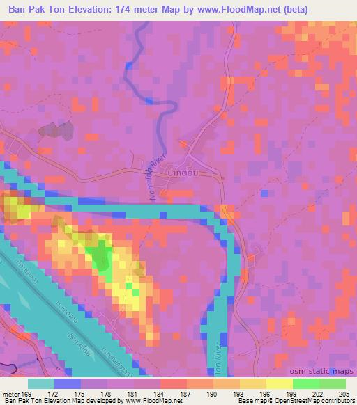 Ban Pak Ton,Laos Elevation Map