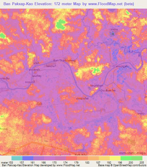 Ban Pakxap-Kao,Laos Elevation Map