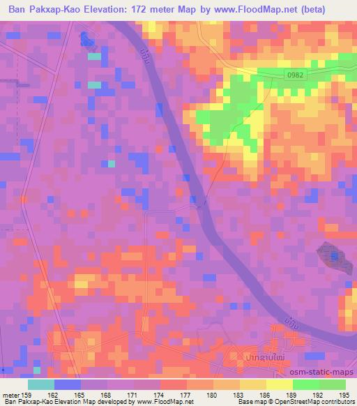 Ban Pakxap-Kao,Laos Elevation Map