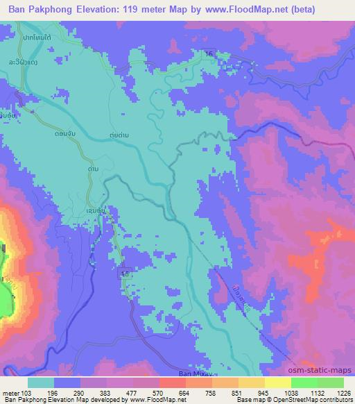 Ban Pakphong,Laos Elevation Map