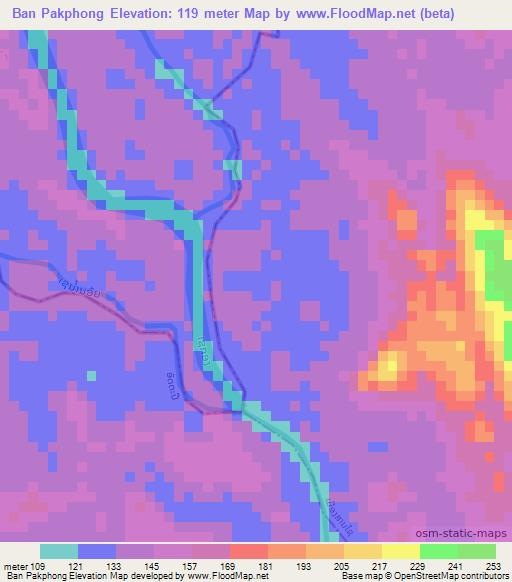 Ban Pakphong,Laos Elevation Map