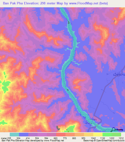 Ban Pak Pha,Laos Elevation Map