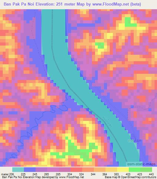 Ban Pak Pa Noi,Laos Elevation Map