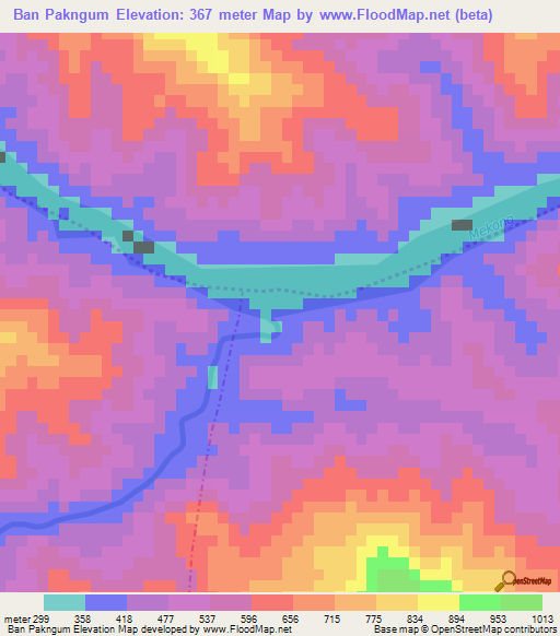 Ban Pakngum,Laos Elevation Map