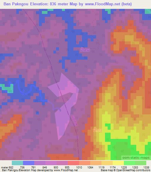 Ban Pakngou,Laos Elevation Map