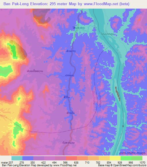 Ban Pak-Leng,Laos Elevation Map