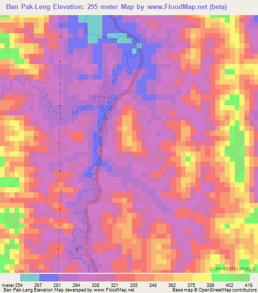Ban Pak-Leng,Laos Elevation Map