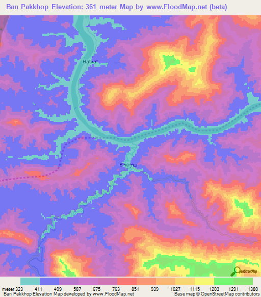 Ban Pakkhop,Laos Elevation Map