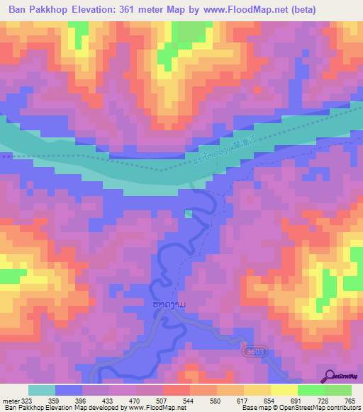 Ban Pakkhop,Laos Elevation Map