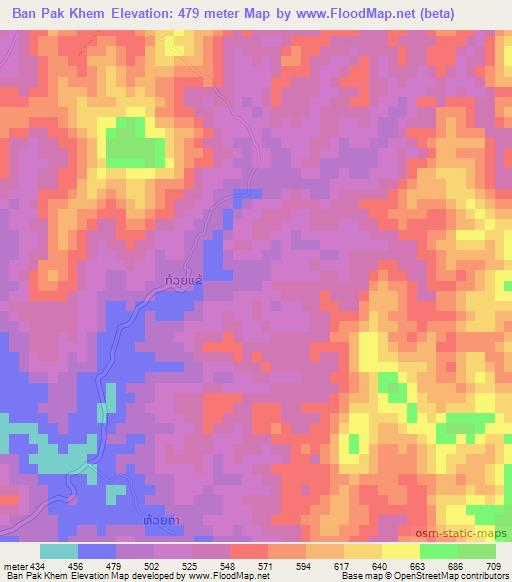 Ban Pak Khem,Laos Elevation Map