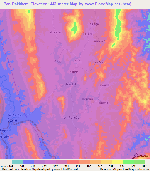 Ban Pakkhem,Laos Elevation Map