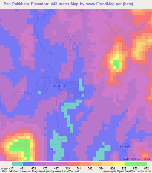 Ban Pakkhem,Laos Elevation Map