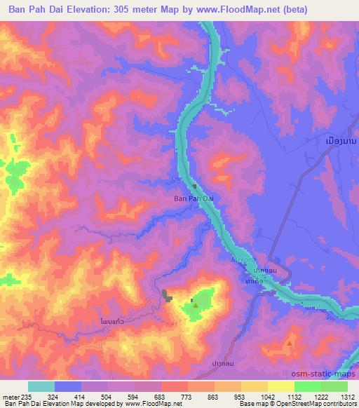 Ban Pah Dai,Laos Elevation Map