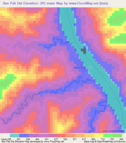 Ban Pah Dai,Laos Elevation Map