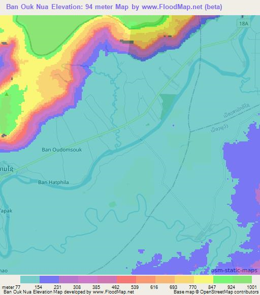 Ban Ouk Nua,Laos Elevation Map