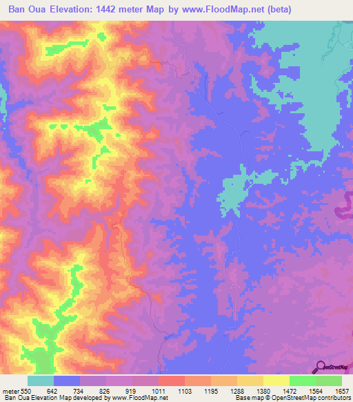 Ban Oua,Laos Elevation Map