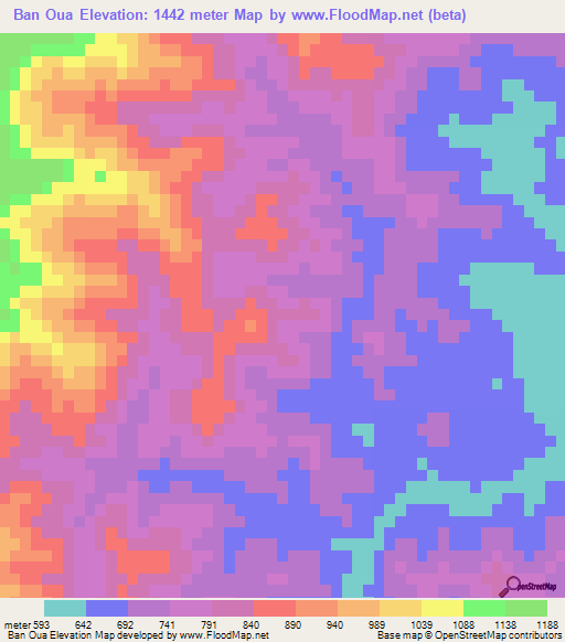 Ban Oua,Laos Elevation Map