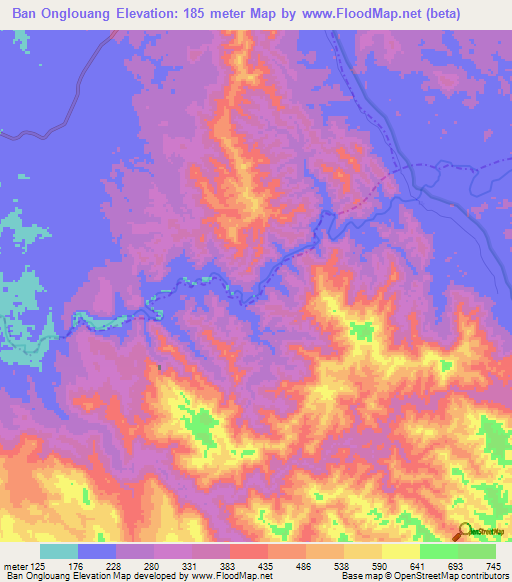 Ban Onglouang,Laos Elevation Map