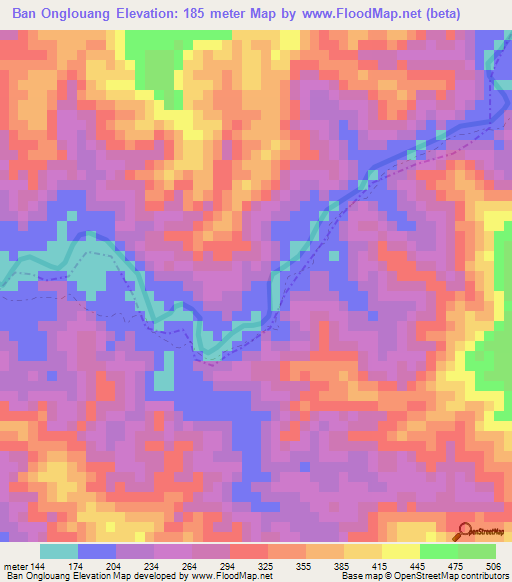 Ban Onglouang,Laos Elevation Map