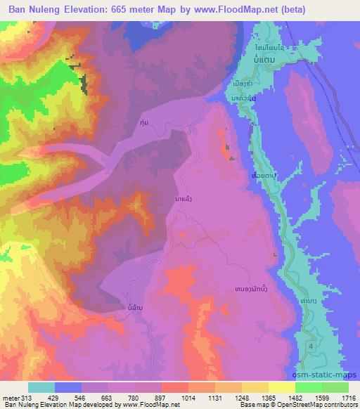 Ban Nuleng,Laos Elevation Map