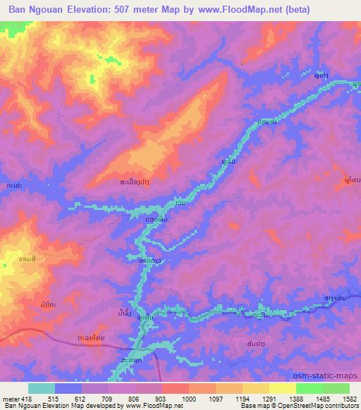 Ban Ngouan,Laos Elevation Map