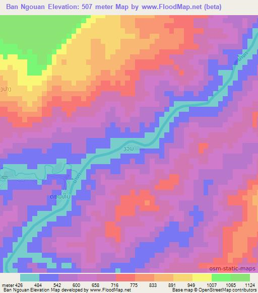 Ban Ngouan,Laos Elevation Map