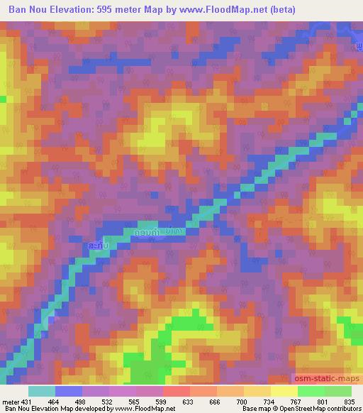 Ban Nou,Laos Elevation Map