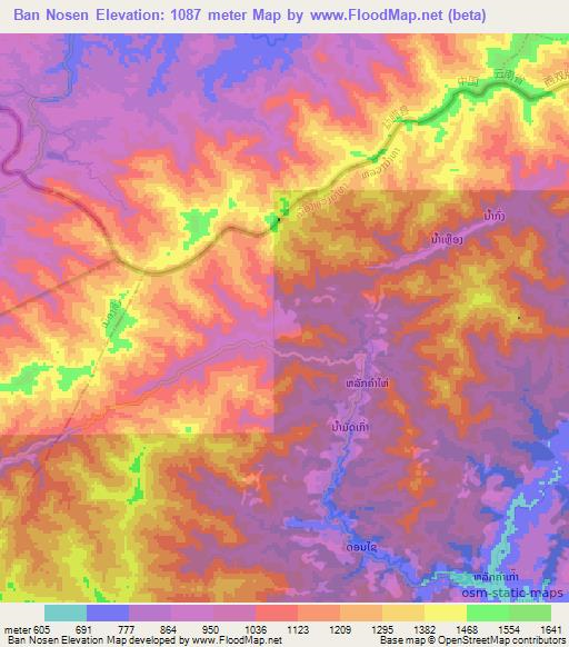 Ban Nosen,Laos Elevation Map