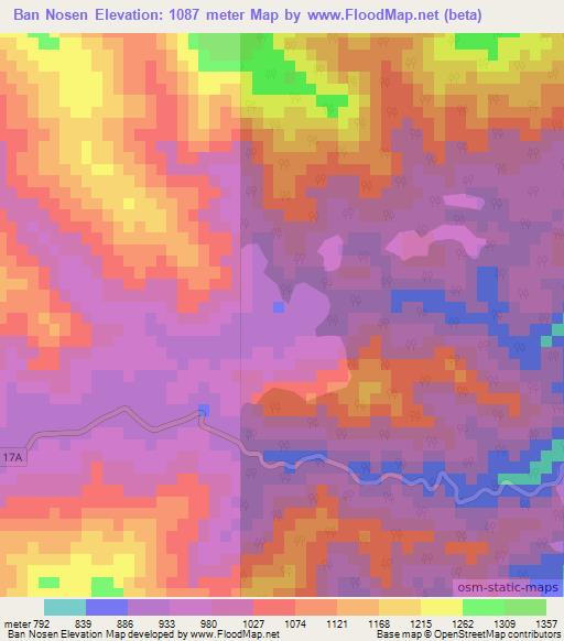 Ban Nosen,Laos Elevation Map