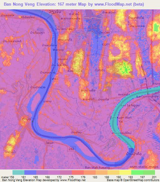 Ban Nong Veng,Laos Elevation Map