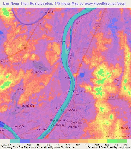 Ban Nong Thun Rua,Laos Elevation Map