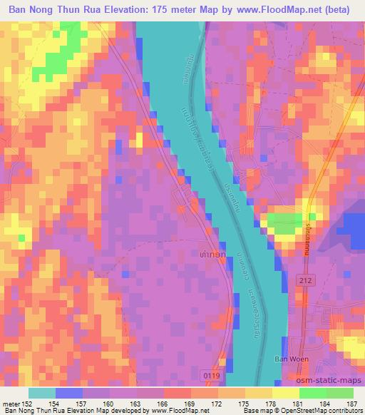 Ban Nong Thun Rua,Laos Elevation Map