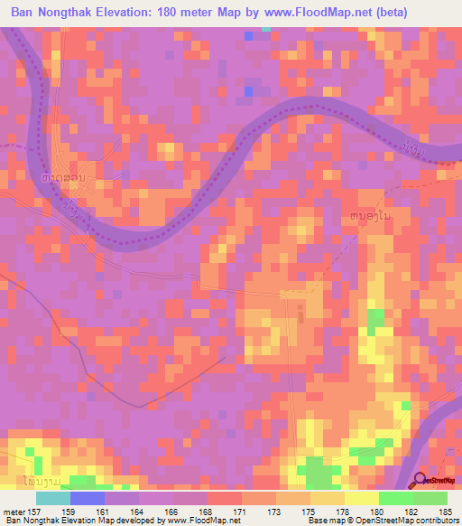 Ban Nongthak,Laos Elevation Map