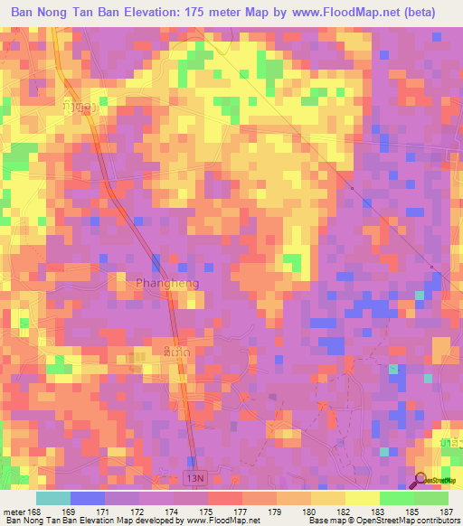 Ban Nong Tan Ban,Laos Elevation Map