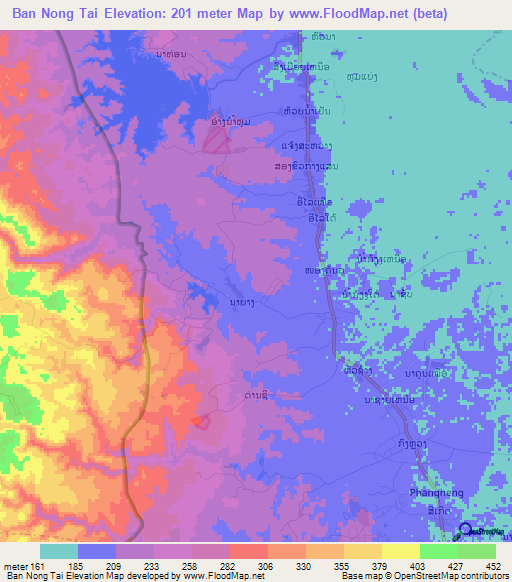 Ban Nong Tai,Laos Elevation Map