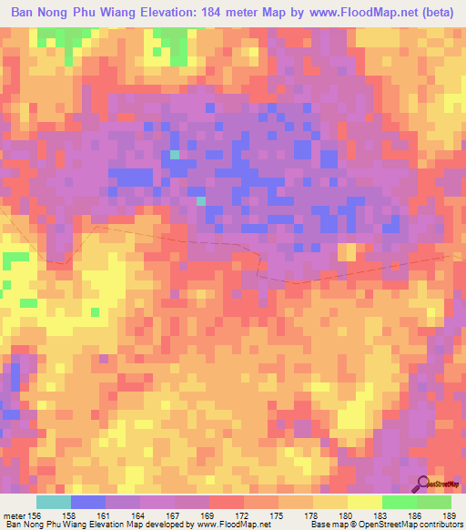 Ban Nong Phu Wiang,Laos Elevation Map