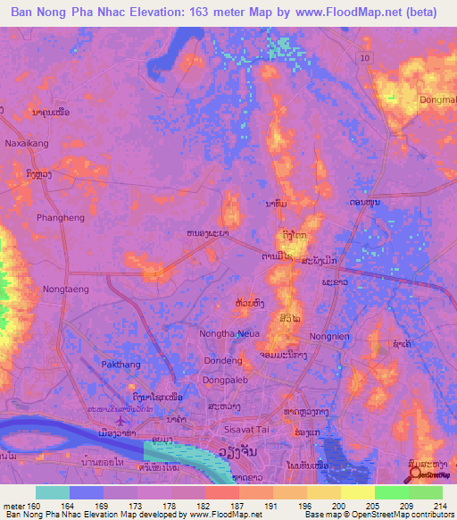 Ban Nong Pha Nhac,Laos Elevation Map