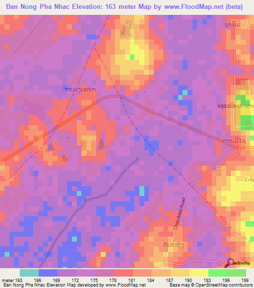 Ban Nong Pha Nhac,Laos Elevation Map