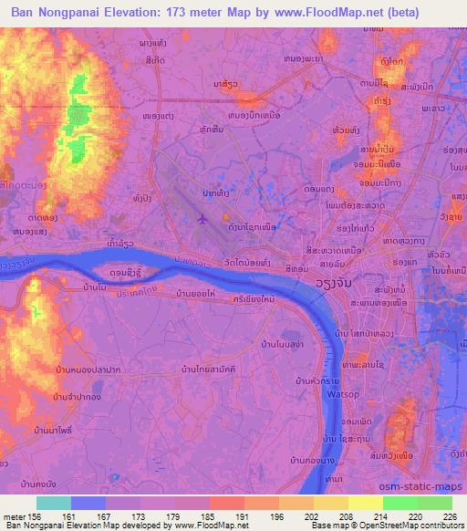 Ban Nongpanai,Laos Elevation Map