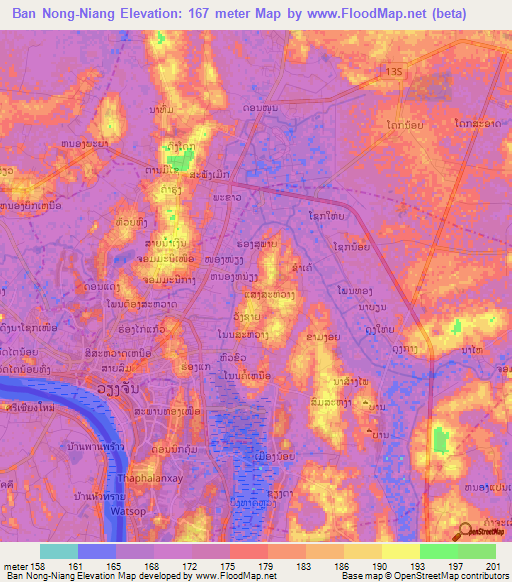 Ban Nong-Niang,Laos Elevation Map