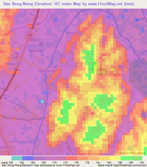 Ban Nong-Niang,Laos Elevation Map
