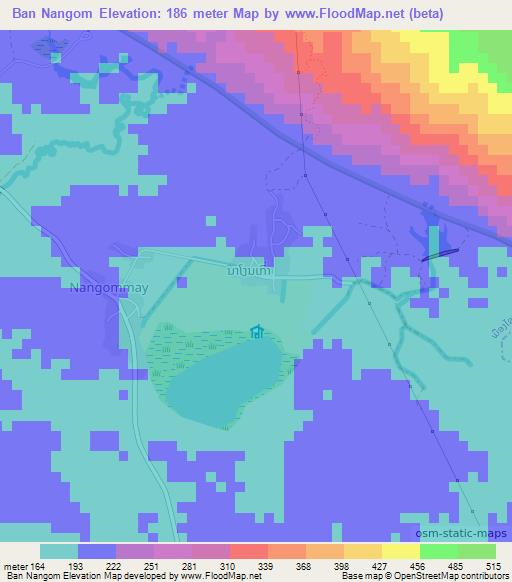 Ban Nangom,Laos Elevation Map