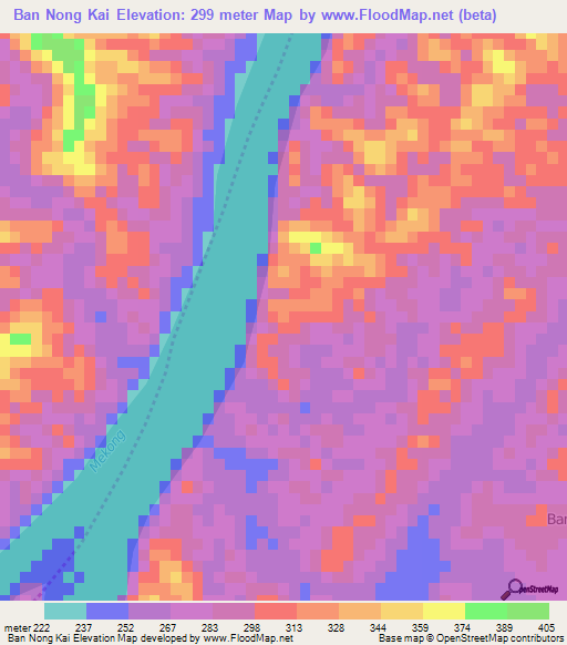 Ban Nong Kai,Laos Elevation Map