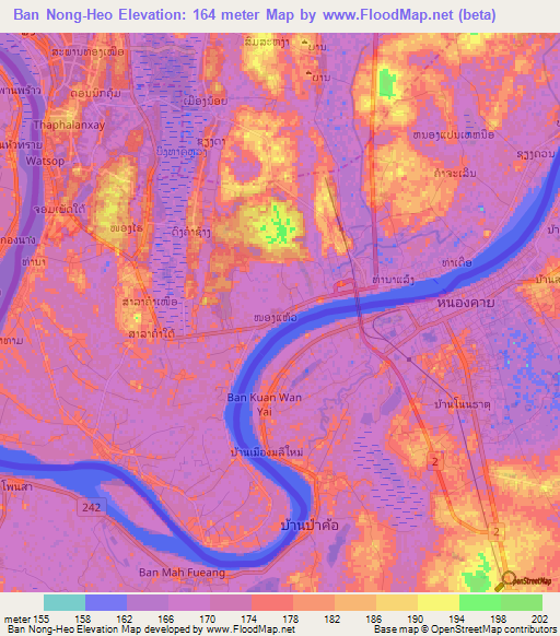 Ban Nong-Heo,Laos Elevation Map