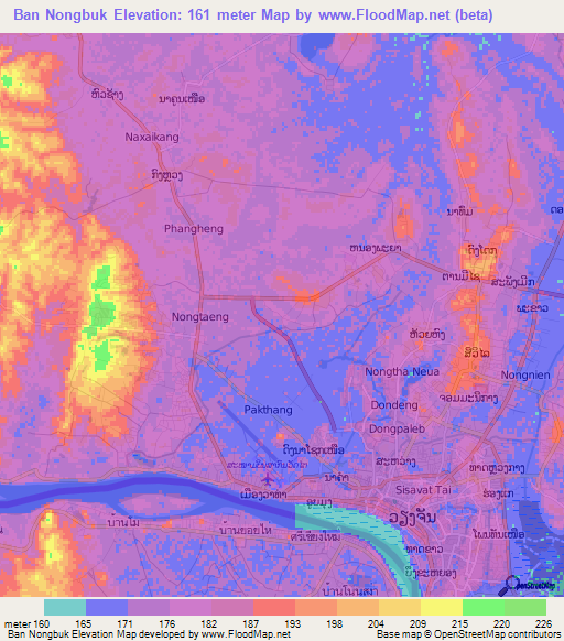 Ban Nongbuk,Laos Elevation Map