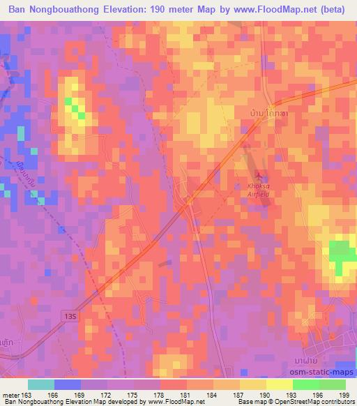 Ban Nongbouathong,Laos Elevation Map