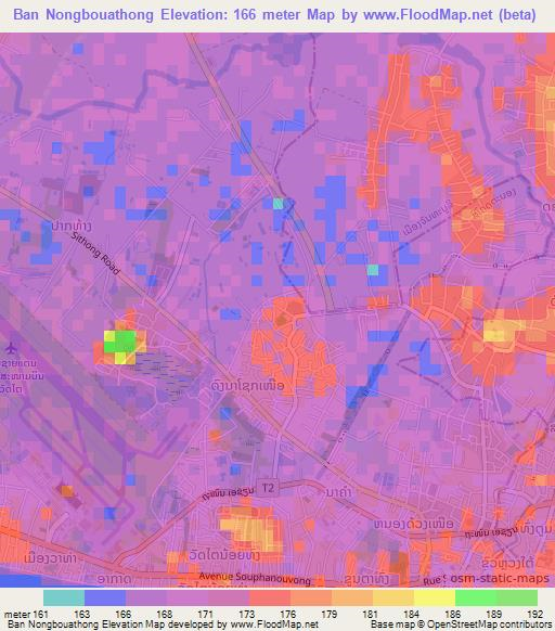 Ban Nongbouathong,Laos Elevation Map
