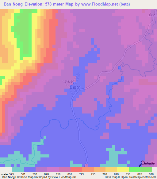 Ban Nong,Laos Elevation Map